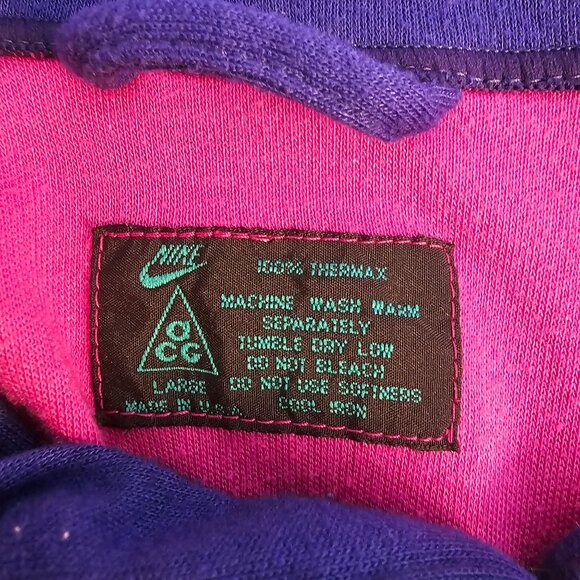 Vtg Nike ACG Large Pink/Purple Thermax 1/2 Zip Pullover L 90s Base Layer USA - Picture 3 of 9